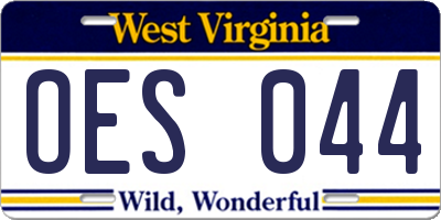 WV license plate OES044