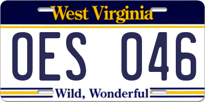 WV license plate OES046
