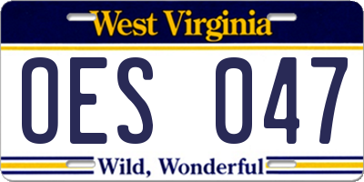 WV license plate OES047