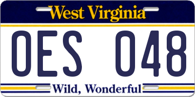 WV license plate OES048