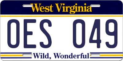 WV license plate OES049