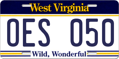 WV license plate OES050