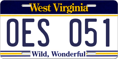 WV license plate OES051