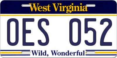 WV license plate OES052