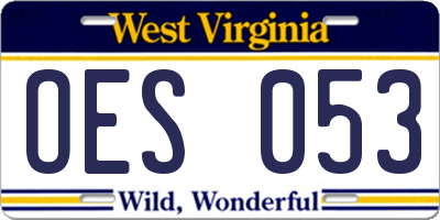 WV license plate OES053