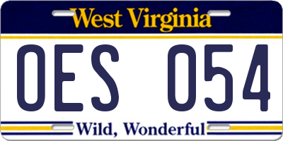 WV license plate OES054