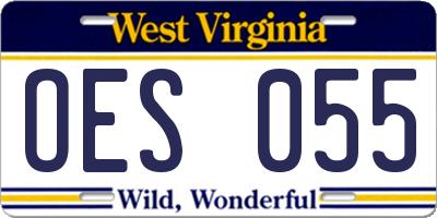 WV license plate OES055