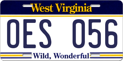 WV license plate OES056