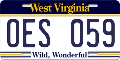 WV license plate OES059
