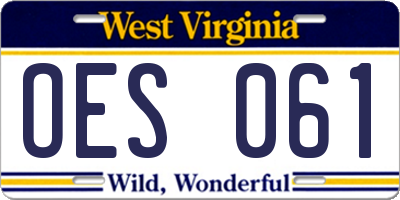 WV license plate OES061