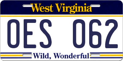 WV license plate OES062
