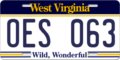 WV license plate OES063