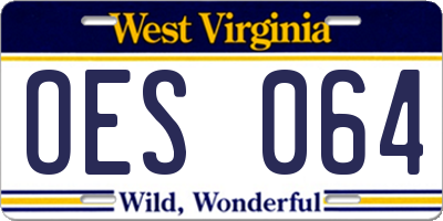 WV license plate OES064