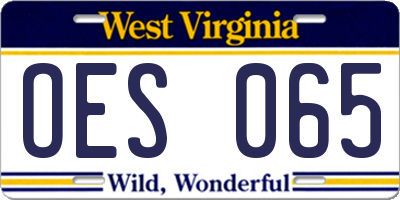 WV license plate OES065