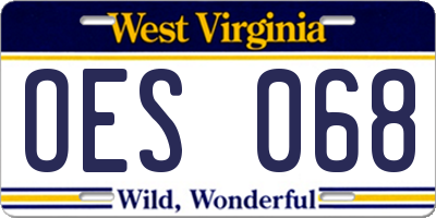 WV license plate OES068