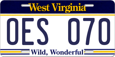 WV license plate OES070