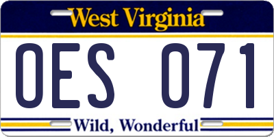 WV license plate OES071