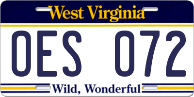 WV license plate OES072