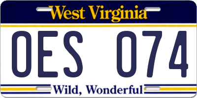 WV license plate OES074