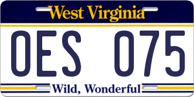 WV license plate OES075