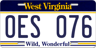 WV license plate OES076