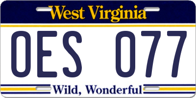 WV license plate OES077