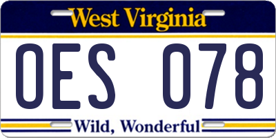 WV license plate OES078