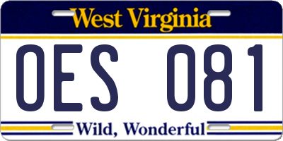 WV license plate OES081