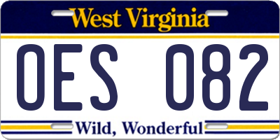 WV license plate OES082