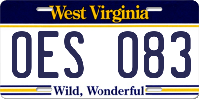 WV license plate OES083