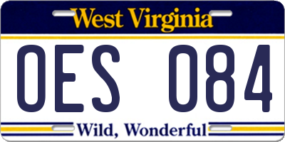 WV license plate OES084
