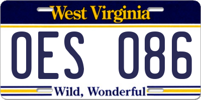 WV license plate OES086