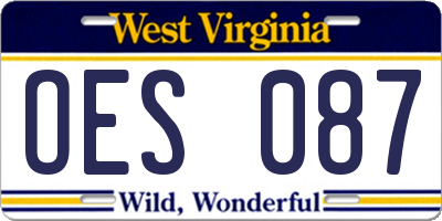 WV license plate OES087