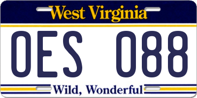 WV license plate OES088