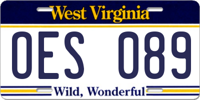 WV license plate OES089