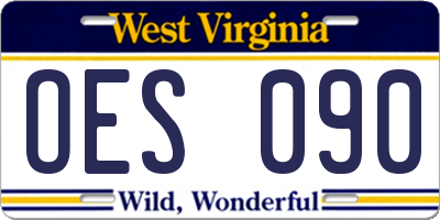 WV license plate OES090