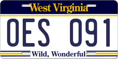WV license plate OES091