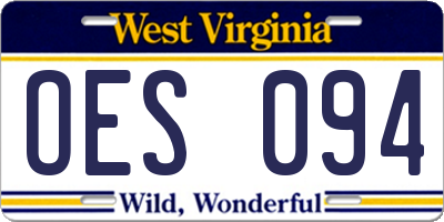 WV license plate OES094