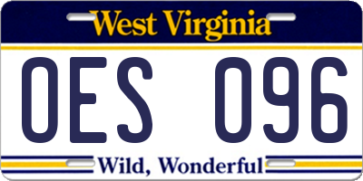 WV license plate OES096