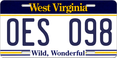WV license plate OES098