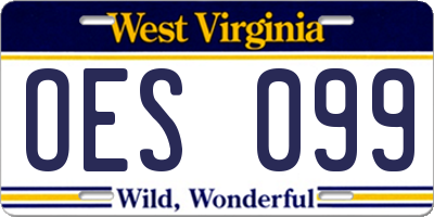 WV license plate OES099