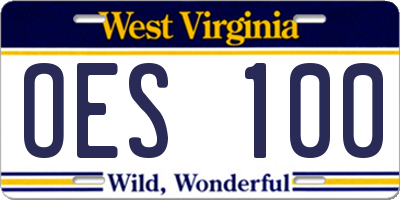 WV license plate OES100