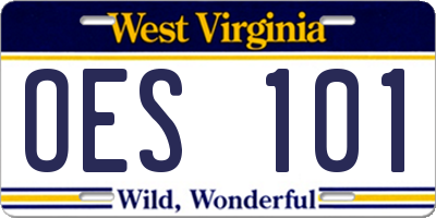 WV license plate OES101