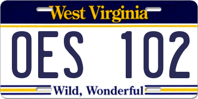 WV license plate OES102
