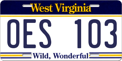 WV license plate OES103