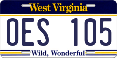 WV license plate OES105