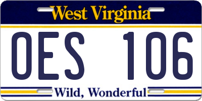 WV license plate OES106