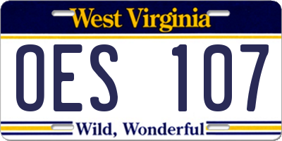 WV license plate OES107