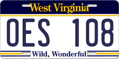 WV license plate OES108