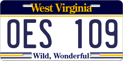 WV license plate OES109